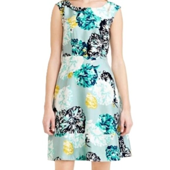 NWT-2-J.Crew Aquatic Floral Silk Dress